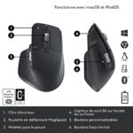 Logitech MX Master 3S - Souris Performante Sans Fil avec Défilement Ultra-Rapide, Ergonomique, DPI 8K, Suivi sur Verre, Clics Silencieux, USB-C, Bluetooth, Windows, Linux, Chrome - Gris foncé – Image 2