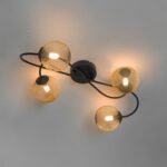 Plafonnier moderne noir à 4 lumières dorées – Image 2