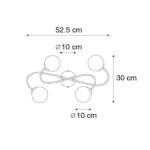 Plafonnier moderne noir à 4 lumières dorées – Image 3
