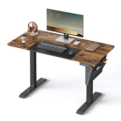 SONGMICS Bureau Assis Debout Électrique, 60 x 120 x (72-120) cm, Table Réglable en Hauteur, Mémoire 4 Hauteurs